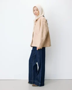 Manteau teddy court réversible beige Arwen