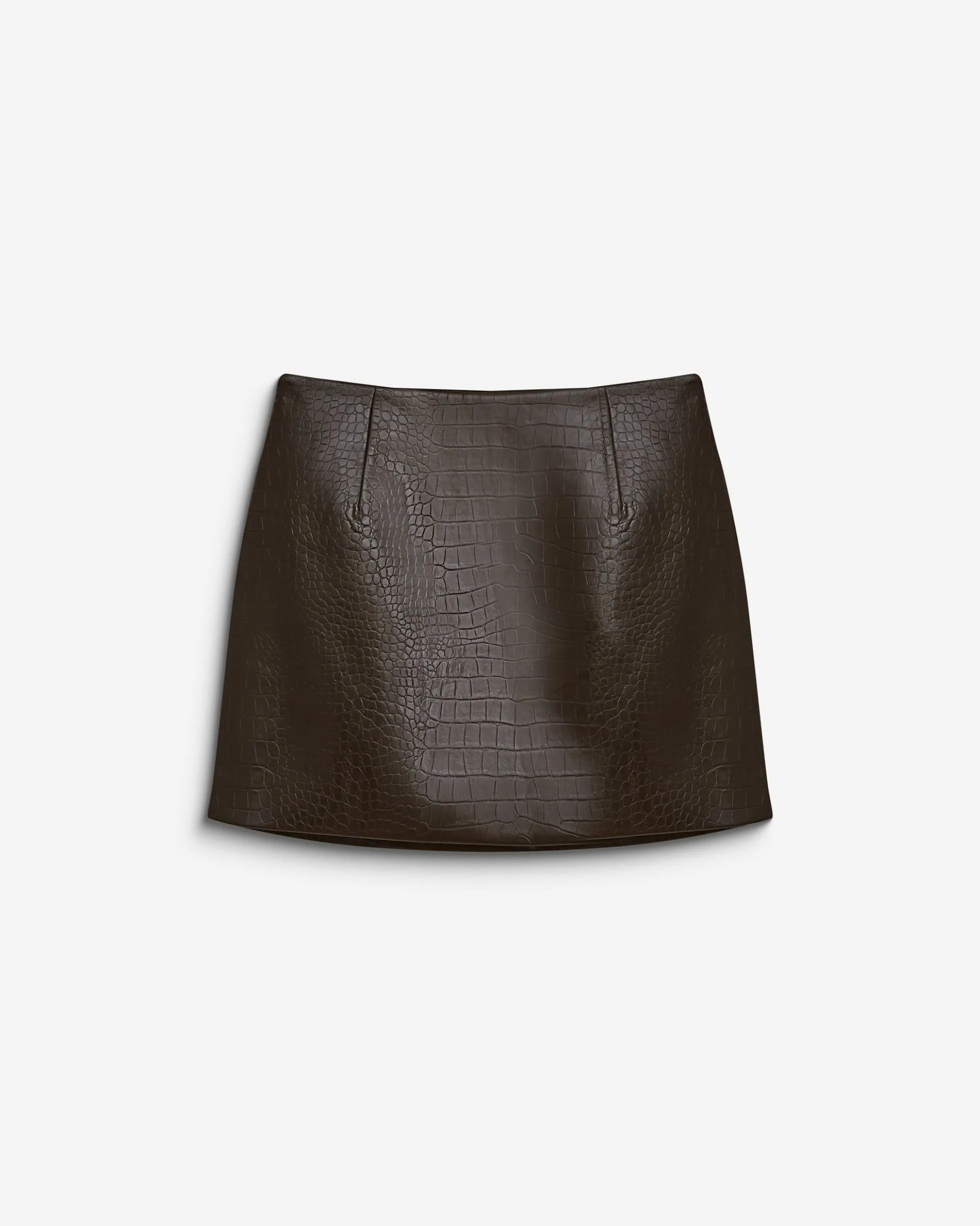 Mini-jupe en similicuir effet croco chocolat Betty