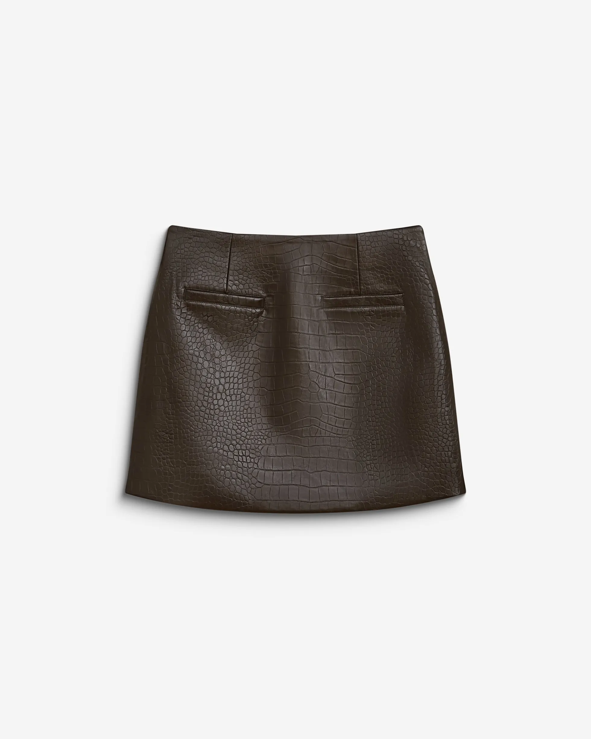 Mini-jupe en similicuir effet croco chocolat Betty