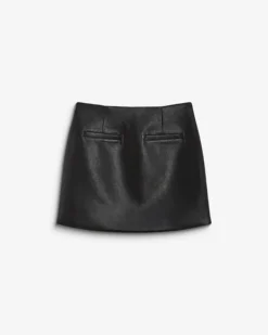 Mini-jupe en similicuir lisse noir Betty