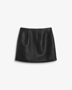 Mini-jupe en similicuir lisse noir Betty