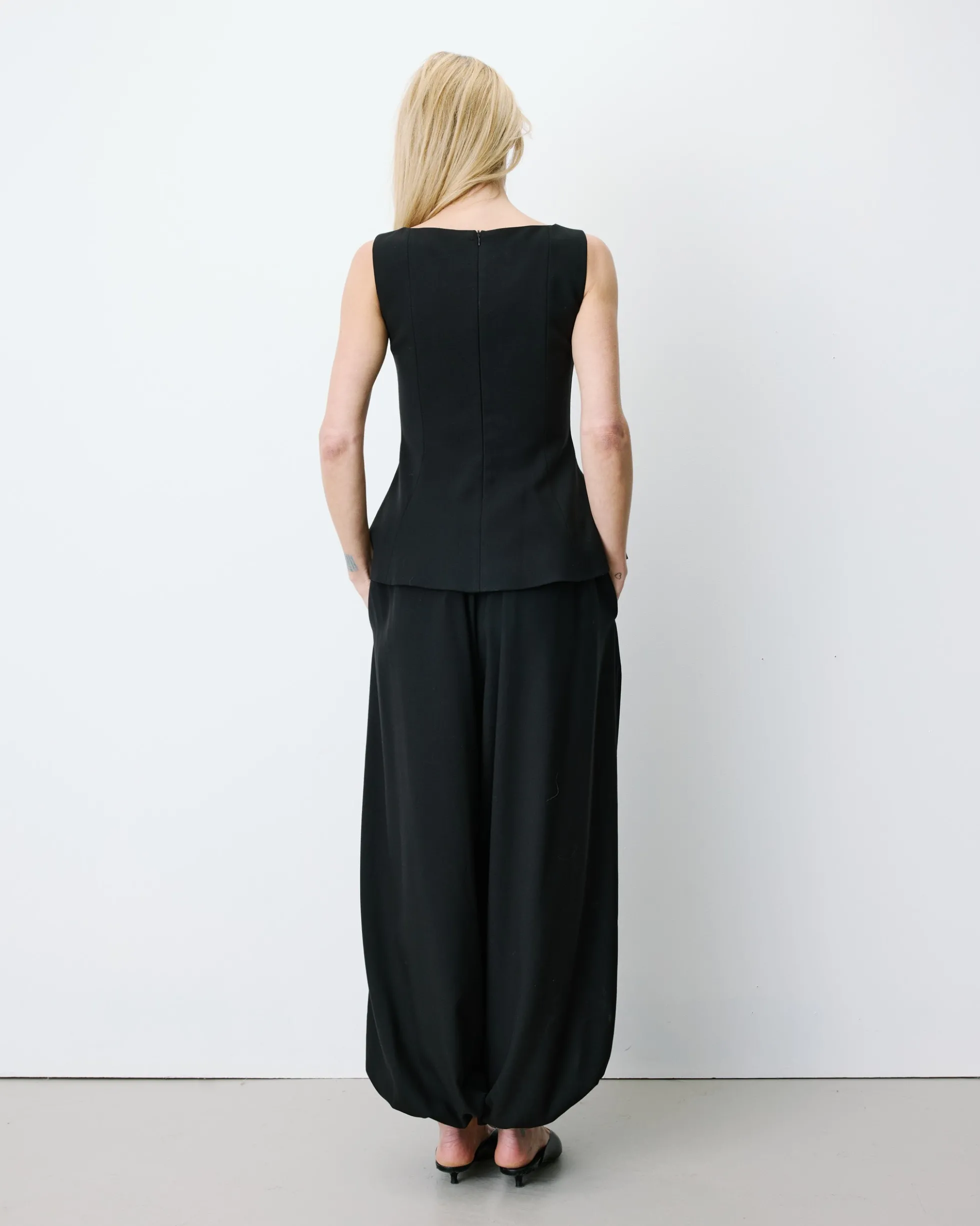 Pantalon ballon taille haute ajustable noir Aniel