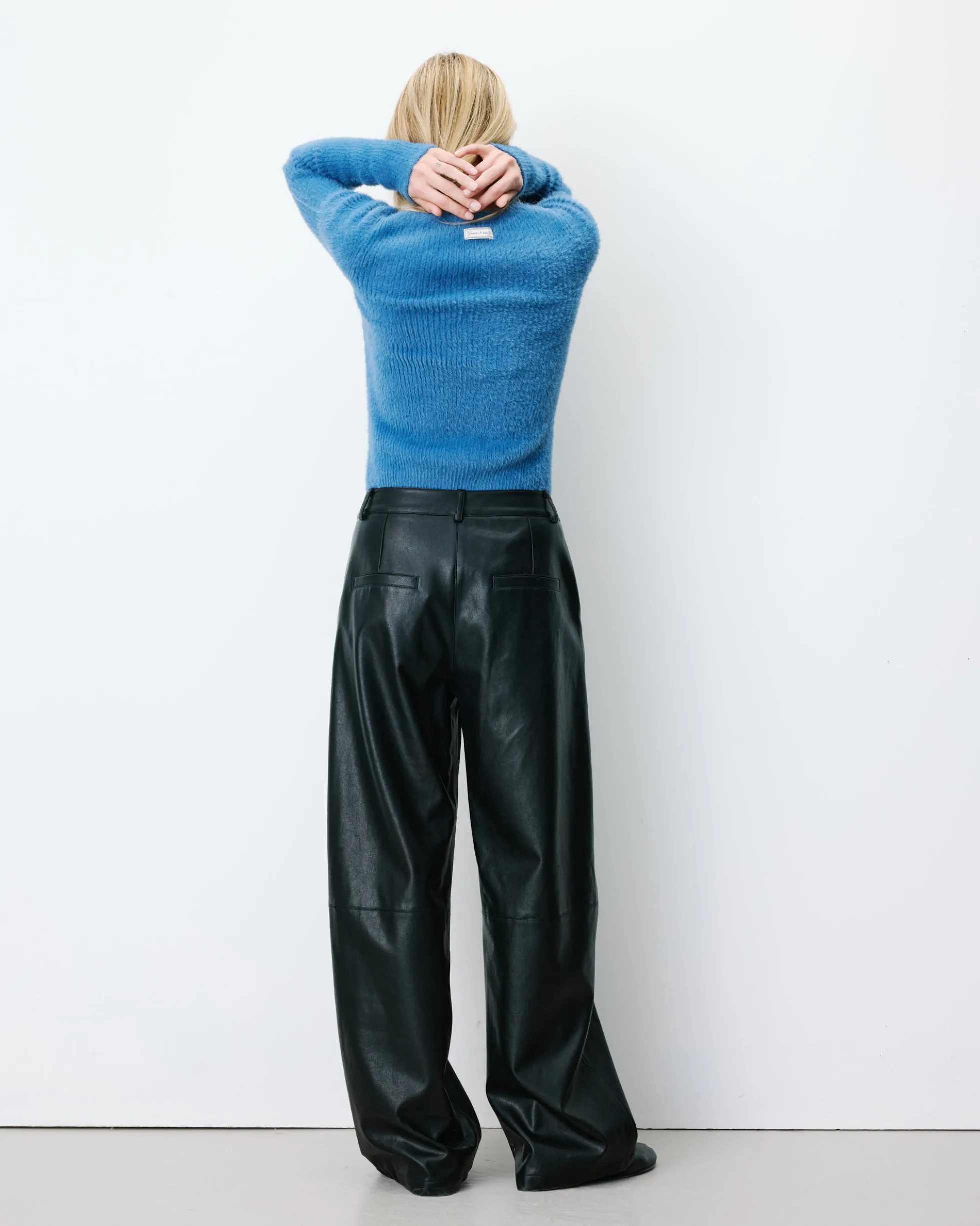 Pantalon barrel similicuir noir Alfie