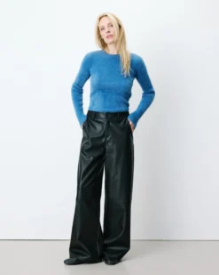 Pantalon barrel similicuir noir Alfie