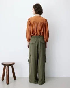 Pantalon cargo oversize taille haute kaki Anvar