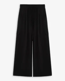 Pantalon cargo oversize taille haute noir Anvar