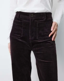 Pantalon droit velours côtelé aubergine Alban