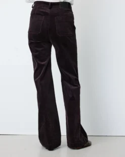 Pantalon droit velours côtelé aubergine Alban