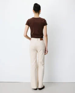 Pantalon droit velours côtelé ecru Alban