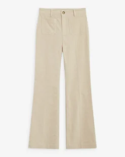 Pantalon droit velours côtelé ecru Alban
