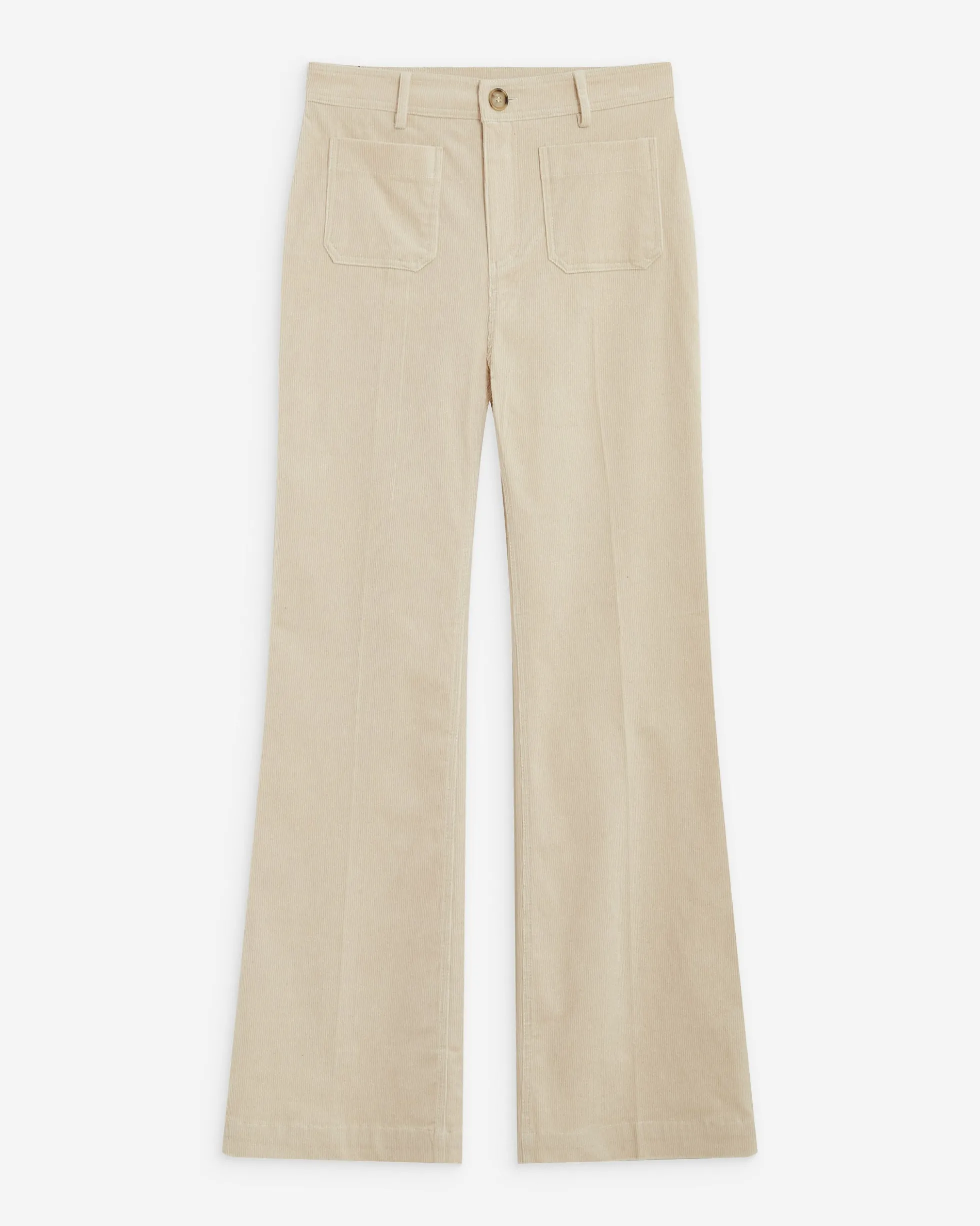 Pantalon droit velours côtelé ecru Alban