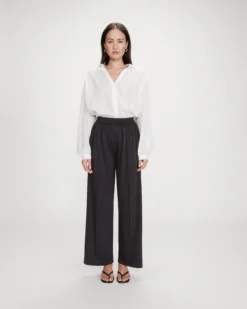 Pantalon en modal jambe large carbone Pax