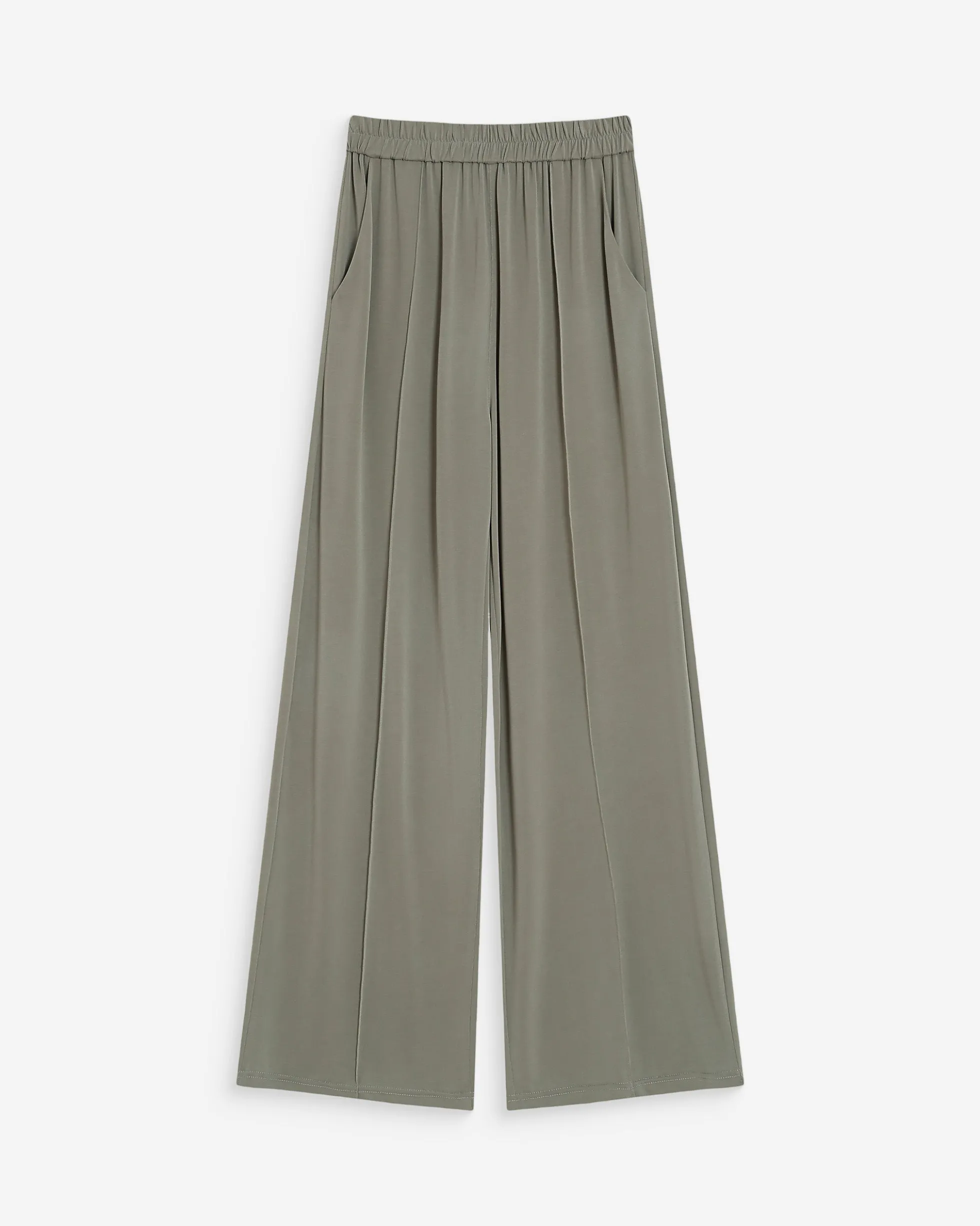 Pantalon en modal jambe large kaki Pax