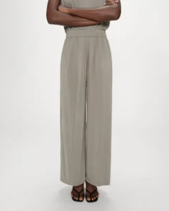 Pantalon en modal jambe large kaki Pax