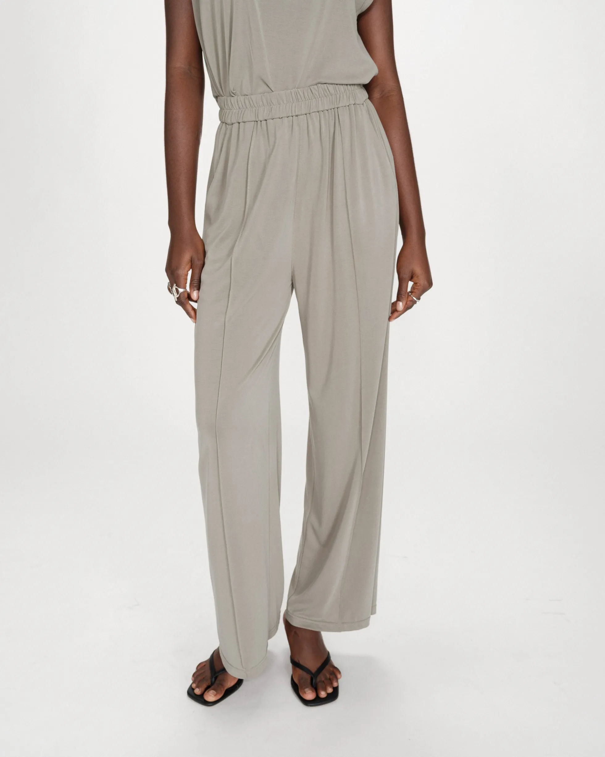 Pantalon en modal jambe large kaki Pax