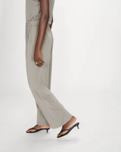 Pantalon en modal jambe large kaki Pax