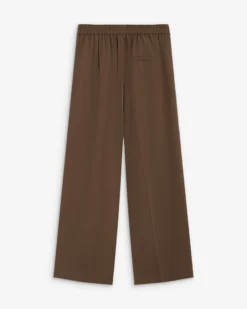 Pantalon fluide jambe large taille mi-haute taupe Noblesse