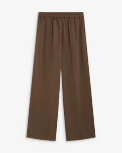 Pantalon fluide jambe large taille mi-haute taupe Noblesse
