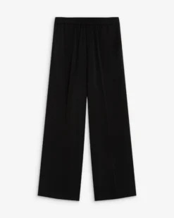 Pantalon fluide jambe large taille mi-haute noir Noblesse