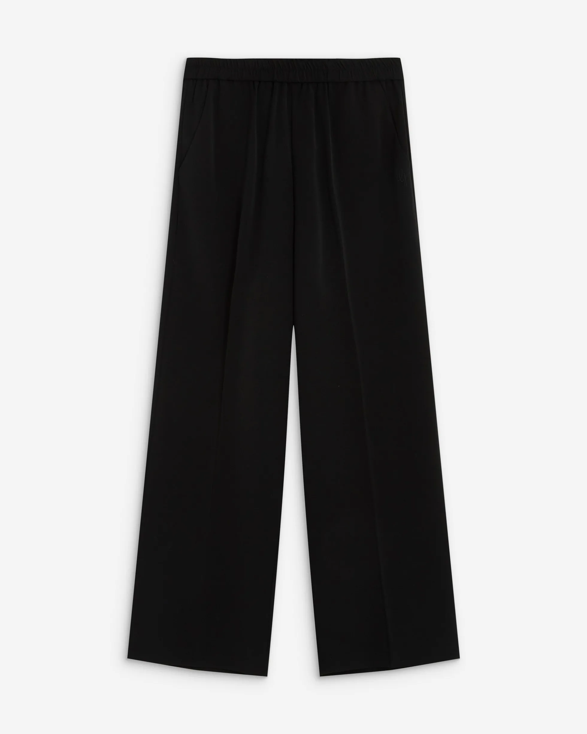 Pantalon fluide jambe large taille mi-haute noir Noblesse