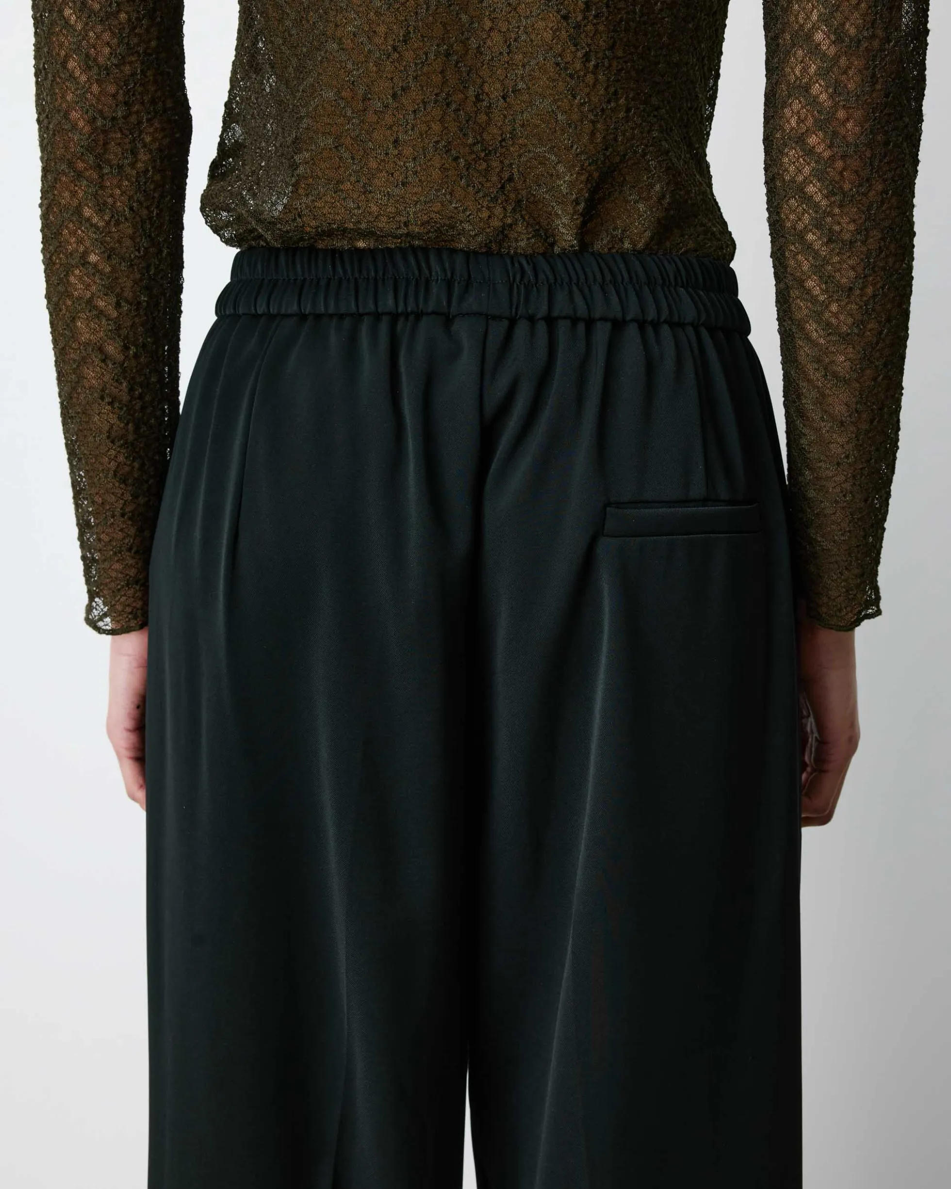 Pantalon fluide jambe large taille mi-haute noir Noblesse
