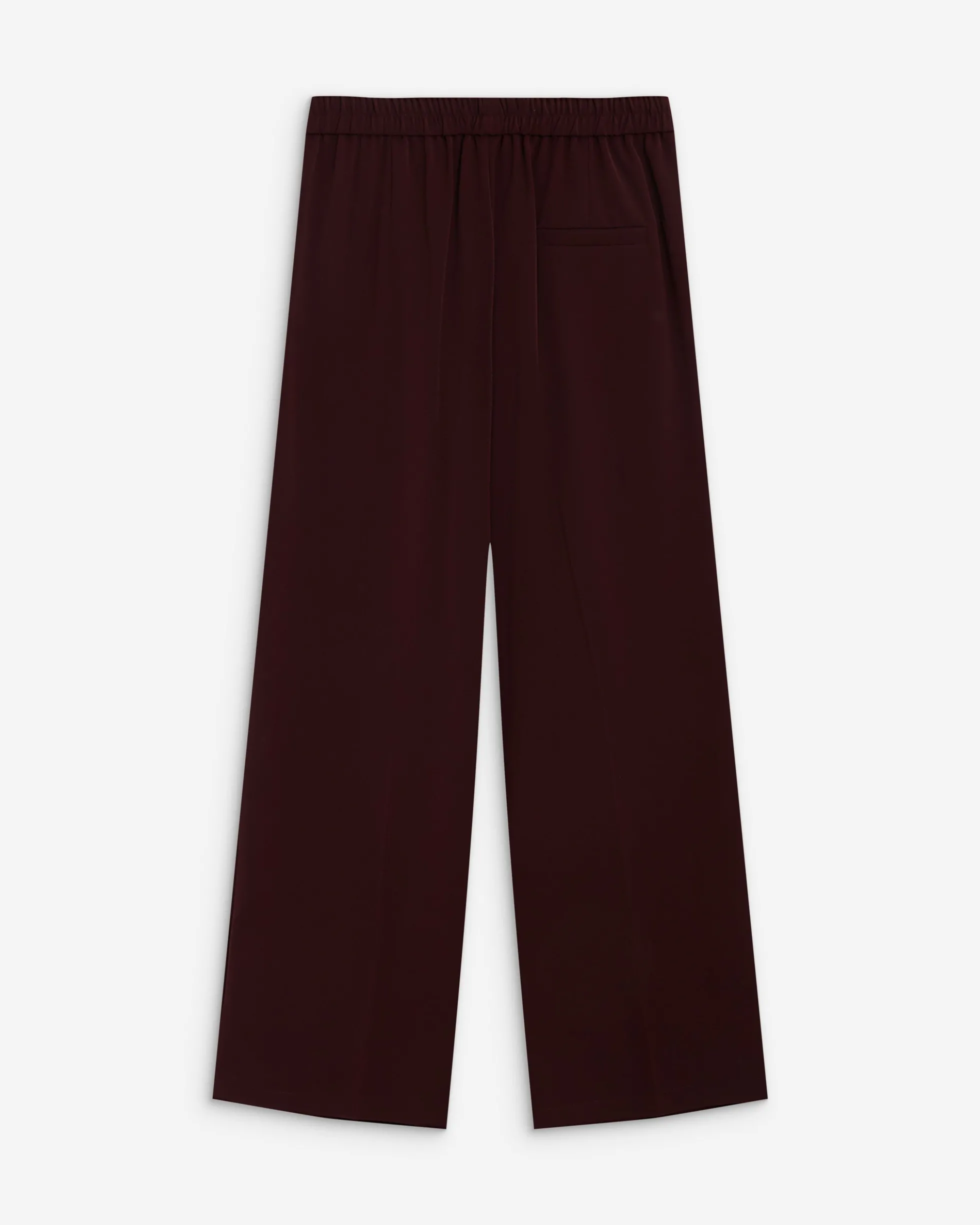 Pantalon fluide jambe large taille mi-haute aubergine Noblesse