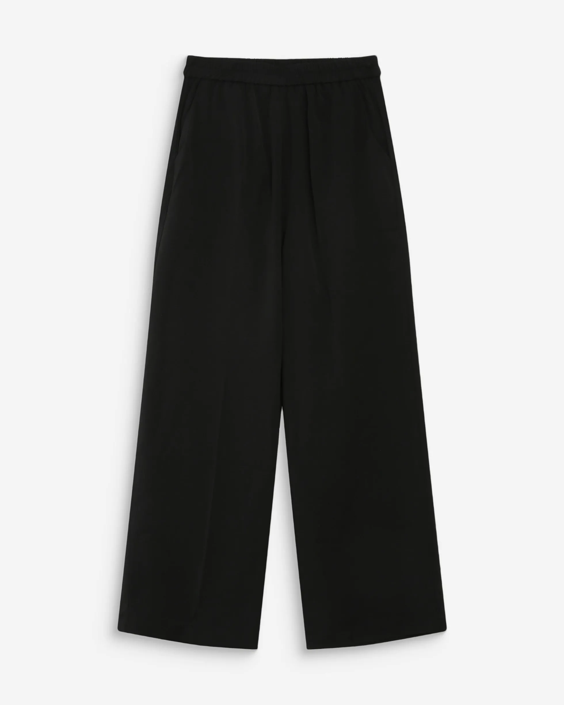 Pantalon fluide jambe large taille mi-haute noir Noblesse