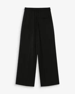 Pantalon fluide jambe large taille mi-haute noir Noblesse