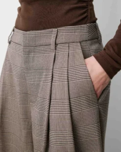 Pantalon jupe-culotte prince de Galles beige Arnold