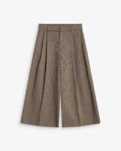 Pantalon jupe-culotte prince de Galles beige Arnold