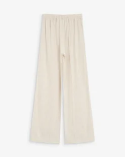 Pantalon large en lin taille haute sable Raven