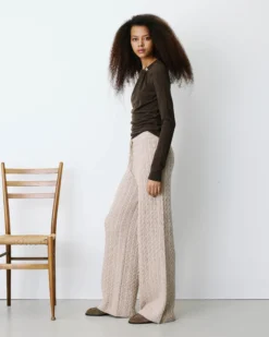 Pantalon large en maille texturée grege Bilo