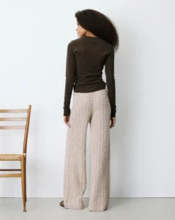 Pantalon large en maille texturée grege Bilo