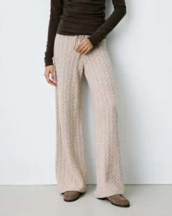 Pantalon large en maille texturée grege Bilo