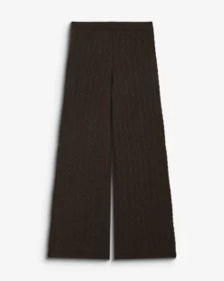 Pantalon large en maille texturée chocolat Bilo