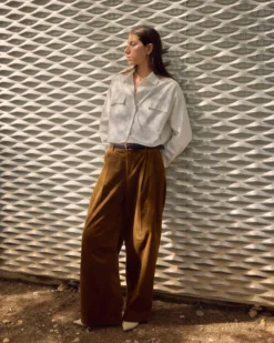 Pantalon oversize velours côtelé coffee Abriel