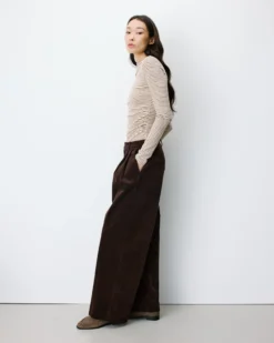 Pantalon oversize velours côtelé chocolat Abriel