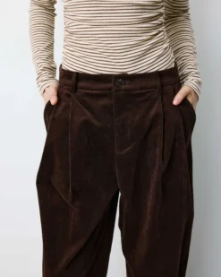 Pantalon oversize velours côtelé chocolat Abriel
