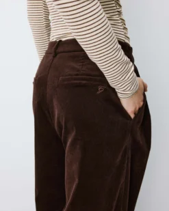 Pantalon oversize velours côtelé chocolat Abriel