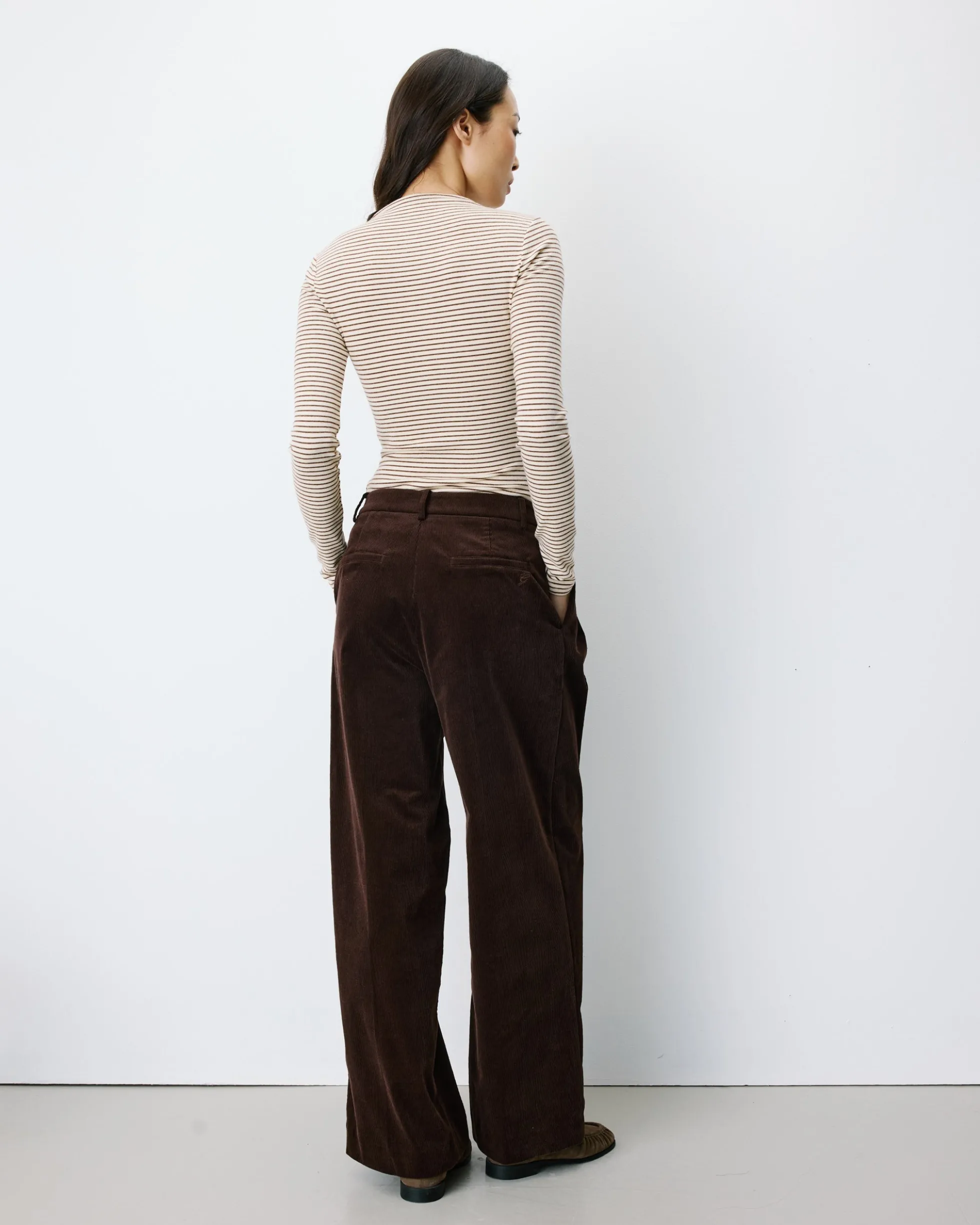 Pantalon oversize velours côtelé chocolat Abriel