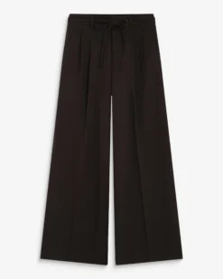 Pantalon tailleur ample ceinture nouable chocolat Ardoise