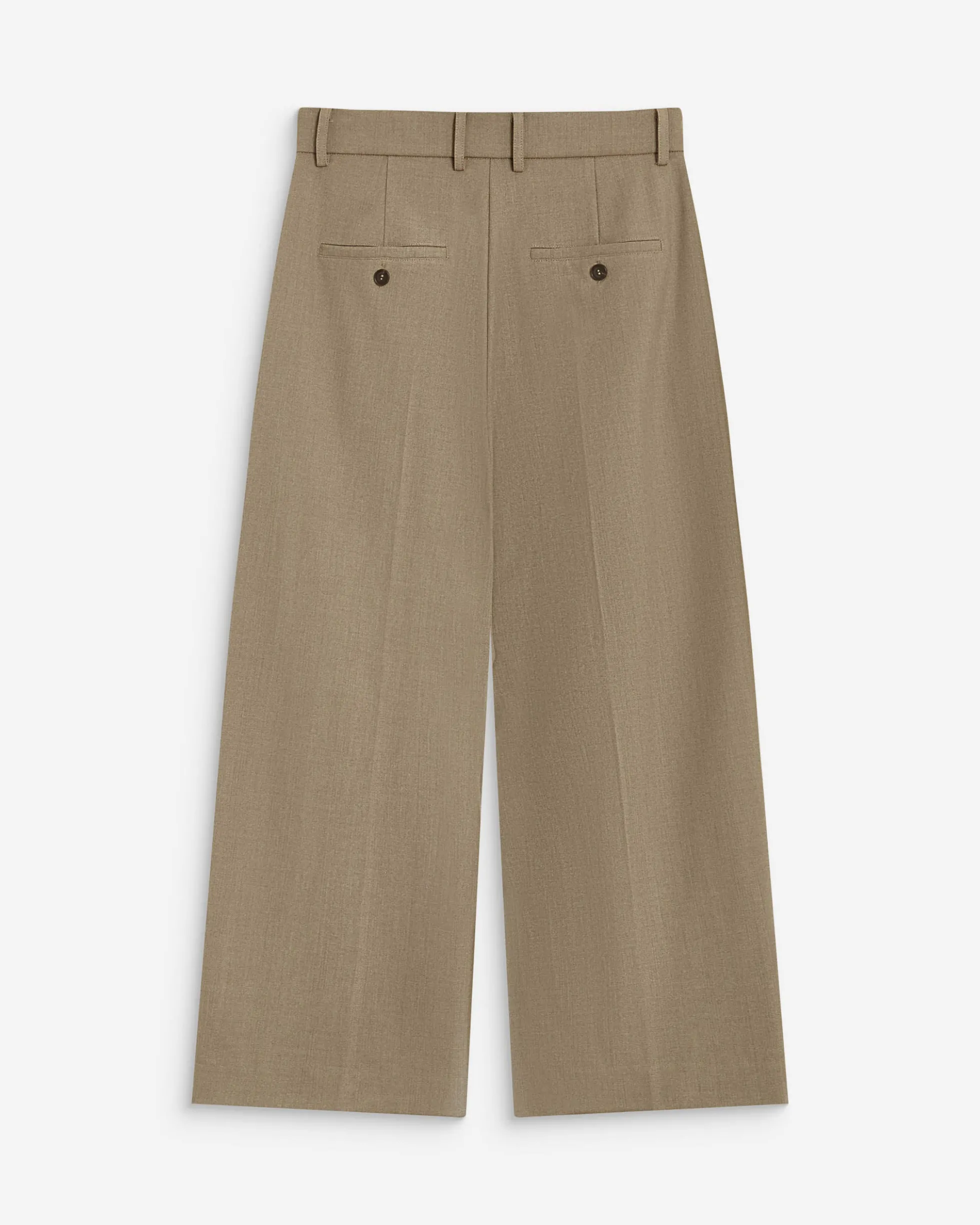 Pantalon tailleur court large à plis beige Atlantis