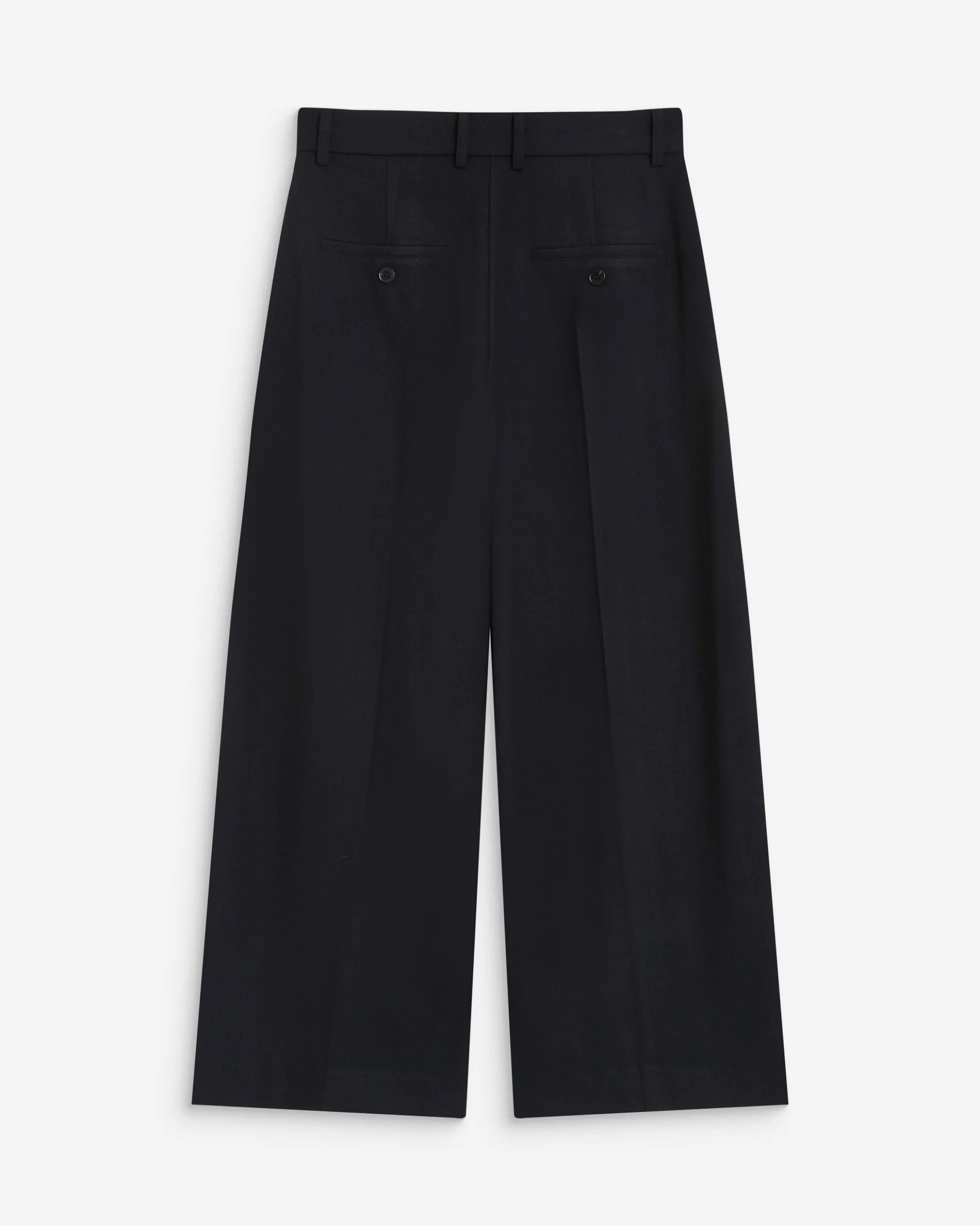 Pantalon tailleur court large à plis marine Atlantis