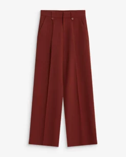 Pantalon tailleur large à plis terracotta Nilay