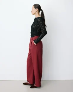 Pantalon tailleur large à plis terracotta Nilay
