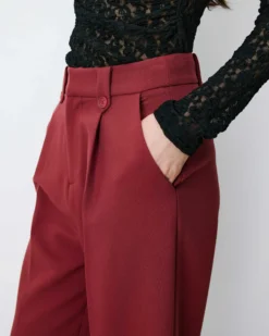Pantalon tailleur large à plis terracotta Nilay