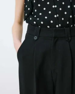 Pantalon tailleur large à plis noir Nilay