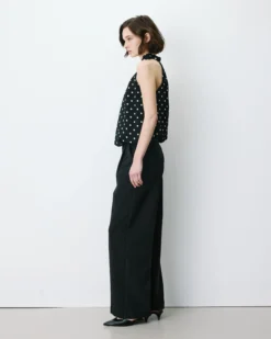 Pantalon tailleur large à plis noir Nilay