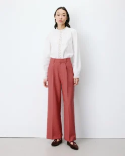 Pantalon tailleur large à plis blush Nilay