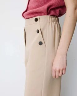 Pantalon tailleur large taille haute beige Alexander